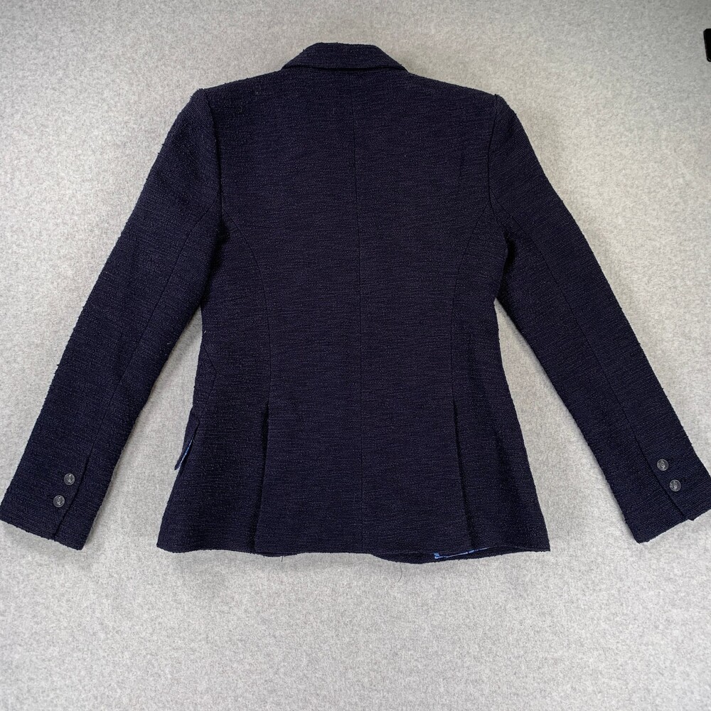 L'AGENCE Navy Tweed Blazer Jacket Women's Size 4 Blue Floral Lining - Picture 11 of 12